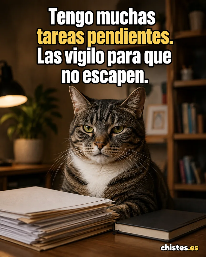 Tengo muchas tareas pendientes. Las vigilo para que no escapen.
