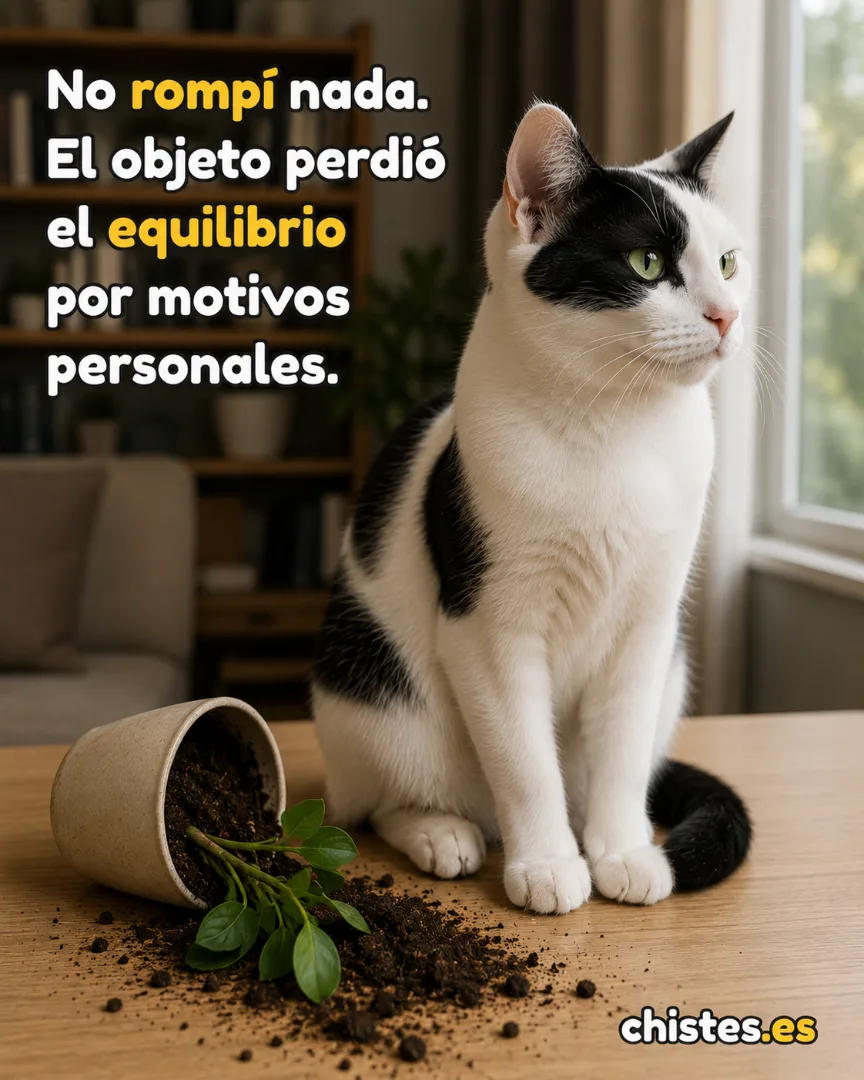 No rompí nada. El objeto perdió el equilibrio por motivos personales.