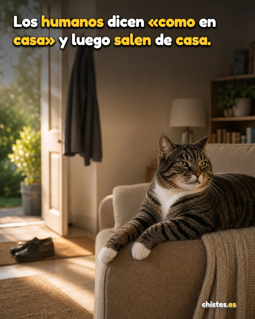 Los humanos dicen «como en casa» y luego salen de casa.