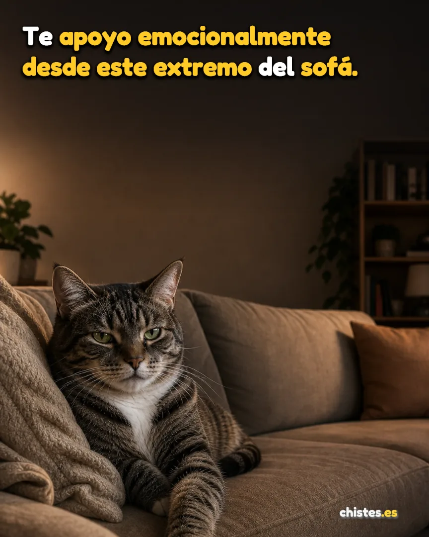 Te apoyo emocionalmente desde este extremo del sofá.