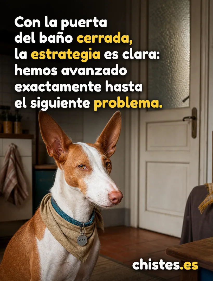Con la puerta del baño cerrada, la estrategia es clara: hemos avanzado exactamente hasta el siguiente problema.