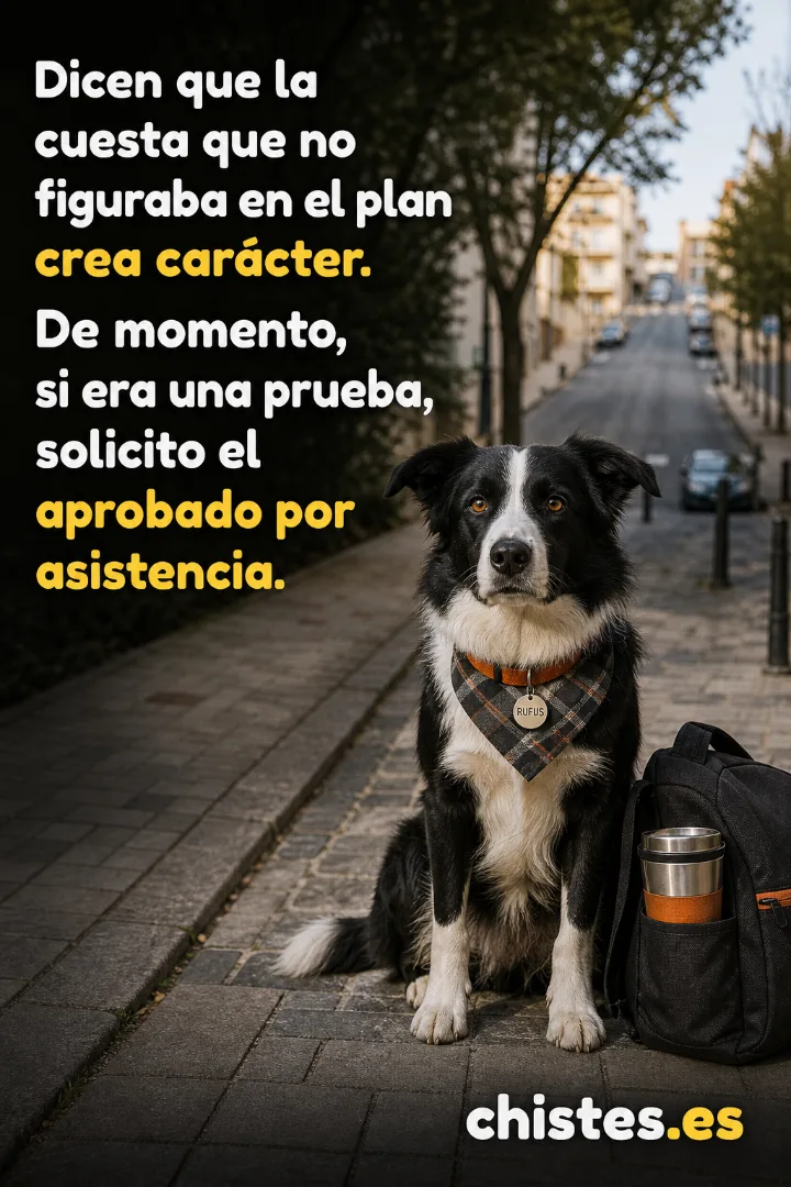 Dicen que la cuesta que no figuraba en el plan crea carácter. De momento, si era una prueba, solicito el aprobado por asistencia.