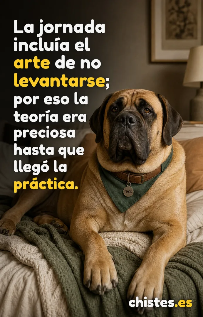 La jornada incluía el arte de no levantarse; por eso la teoría era preciosa hasta que llegó la práctica.