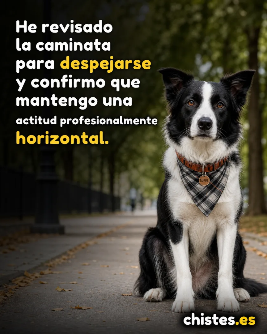He revisado la caminata para despejarse y confirmo que mantengo una actitud profesionalmente horizontal.