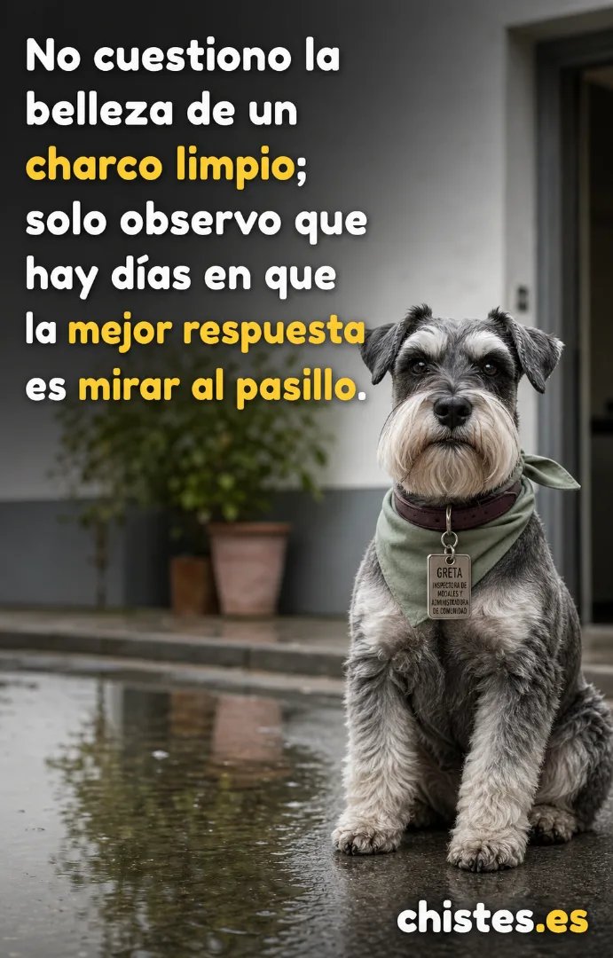 No cuestiono la belleza de un charco limpio; solo observo que hay días en que la mejor respuesta es mirar al pasillo.