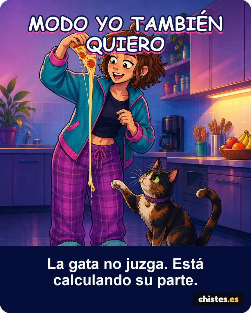 Modo yo también quiero — La gata no juzga. Está calculando su parte.