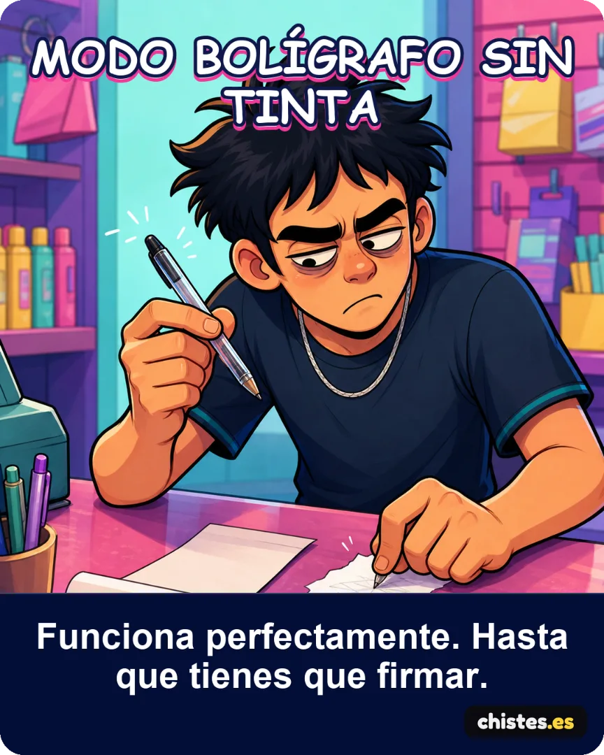 Modo bolígrafo sin tinta — Funciona perfectamente. Hasta que tienes que firmar.