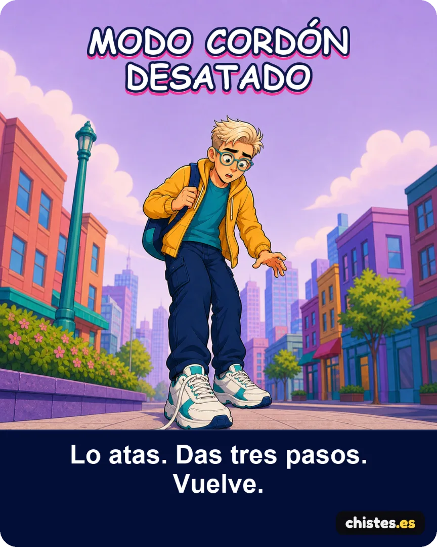 Modo cordón desatado — Lo atas. Das tres pasos. Vuelve.