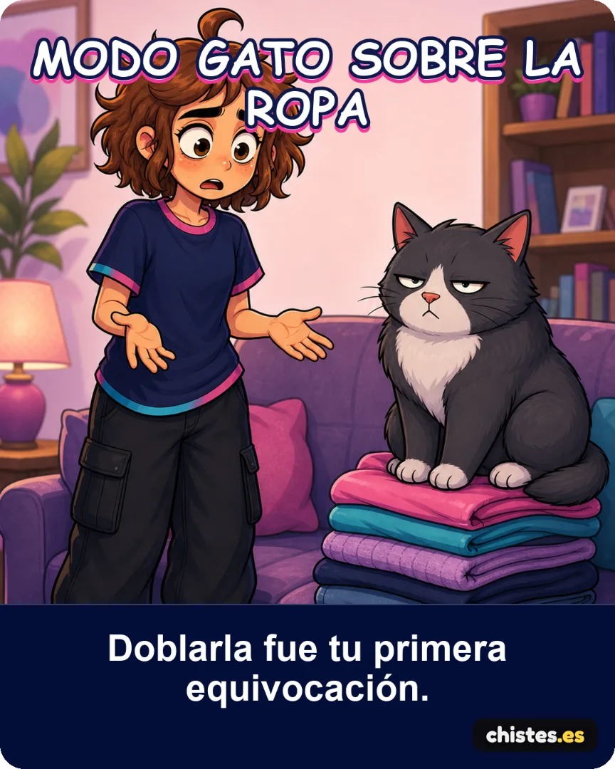 Modo gato sobre la ropa — Doblarla fue tu primera equivocación.