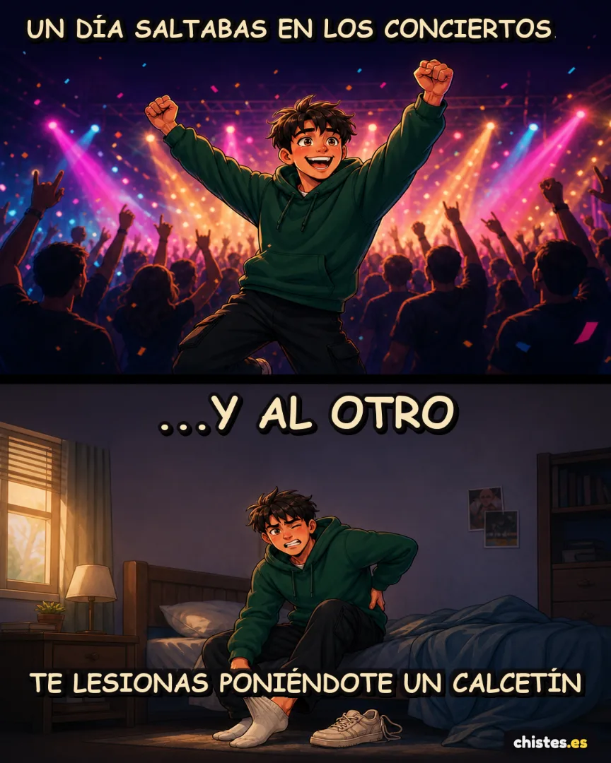 Un día... saltas en conciertos — te lesionas poniéndote un calcetín