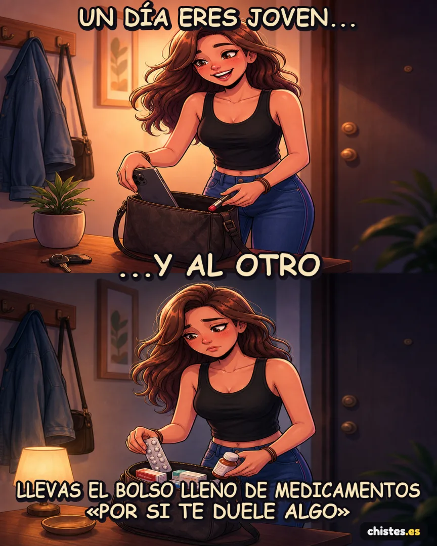 Un día... eres joven — llevas un botiquín entero en el bolso