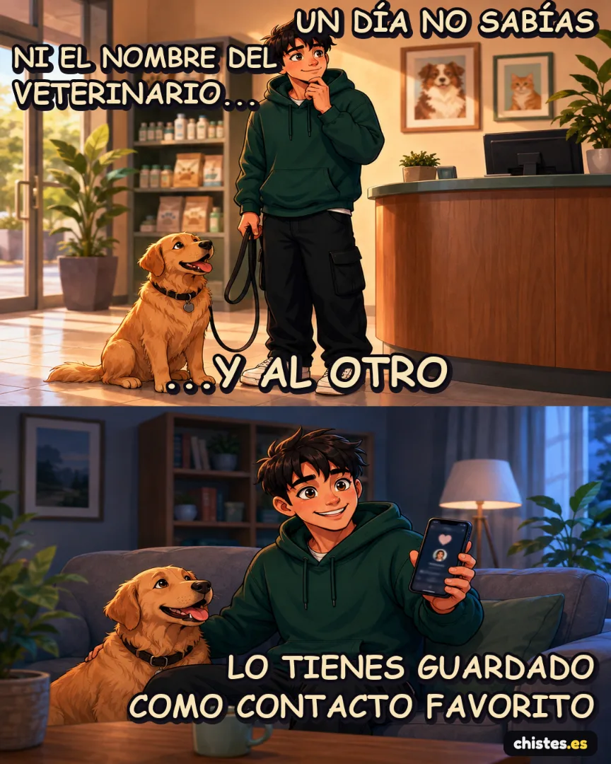 Un día... no sabías ni el nombre del veterinario — lo tienes guardado como contacto favorito