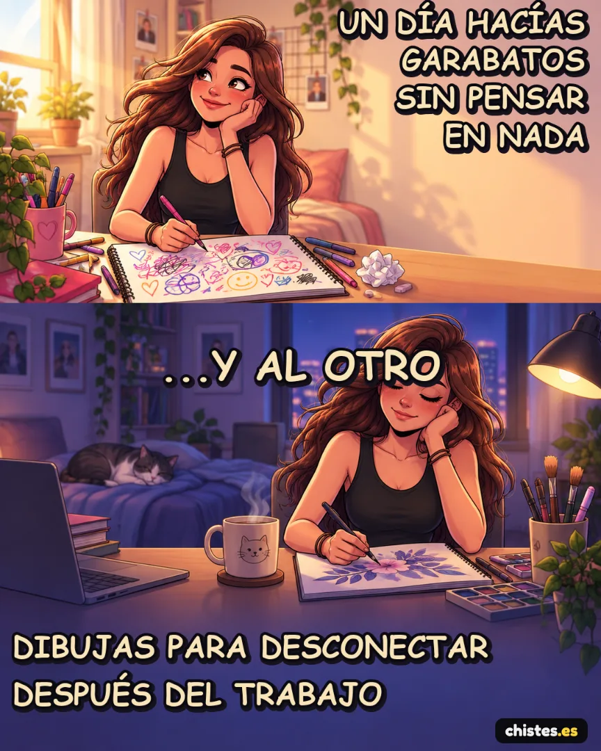 Un día... hacías garabatos sin pensar en nada — dibujas para desconectar después del trabajo