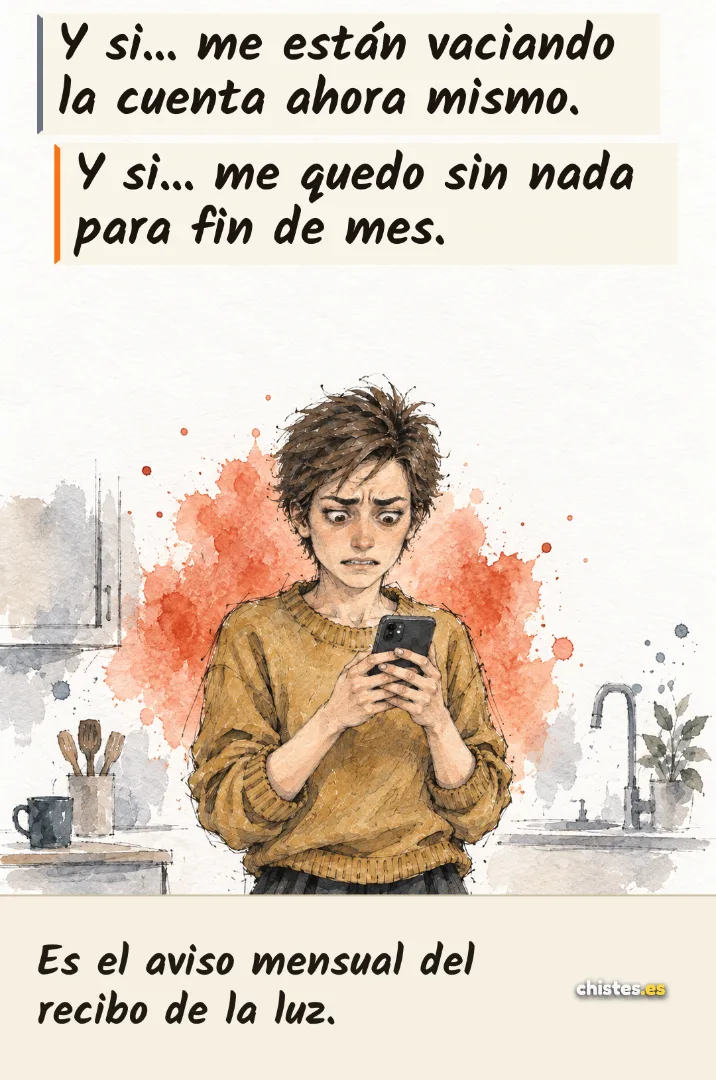 Y si... me están vaciando la cuenta ahora mismo. Y si... me quedo sin nada para fin de mes. — Es el aviso mensual del recibo de la luz.